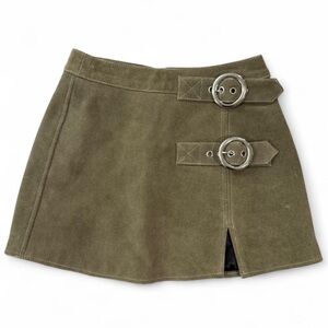 Understated by Free People Suede Olive Buckle Mini Skirt Understated Leather XS